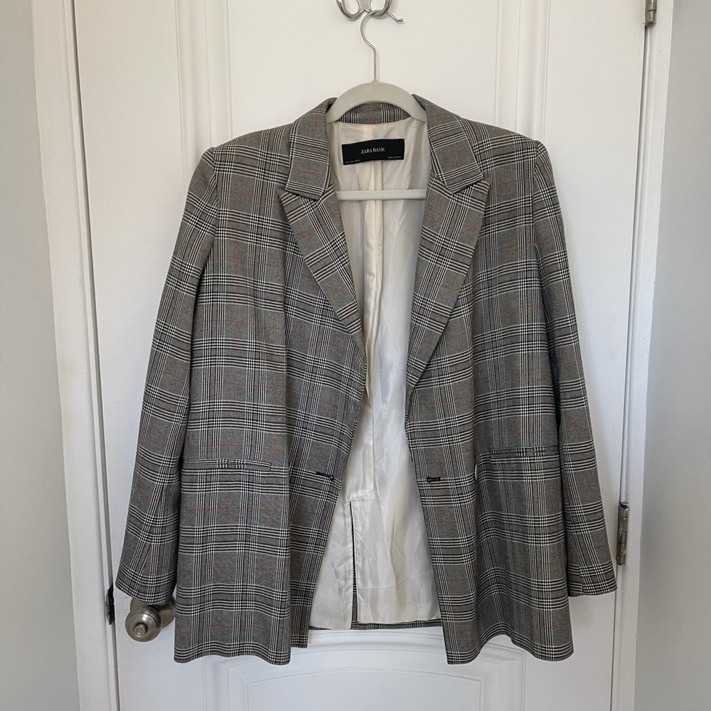 Zara basic plaid blazer